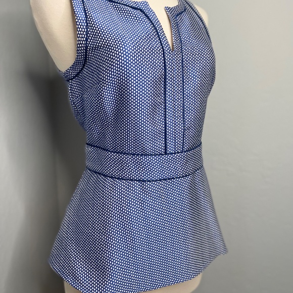 NWT Banana Republic textured Riviera Blue peplum top Size 8 - Picture 3 of 11